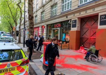 For third time in two weeks, Pro-Palestinian groups shut down Elbit's London HQ 10 For third time in two weeks, Pro-Palestinian groups shut down Elbit's London HQ