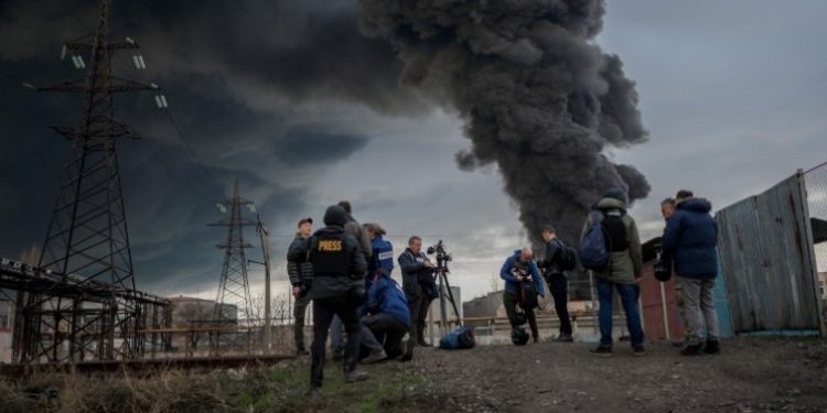 Fires break out after Russian airstrikes in Odessa