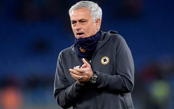 OLIMPICO STADIUM, ROME, ITALY - 2021/12/22: Jose Mourinho coach of AS Roma attends the warm up of the Serie A football match between AS Roma and UC Sampdoria. AS Roma and UC Sampdoria drew 1-1. (Photo by Antonietta Baldassarre/Insidefoto/LightRocket via Getty Images)