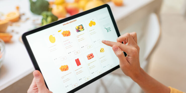 online grocery shopping digital tablet