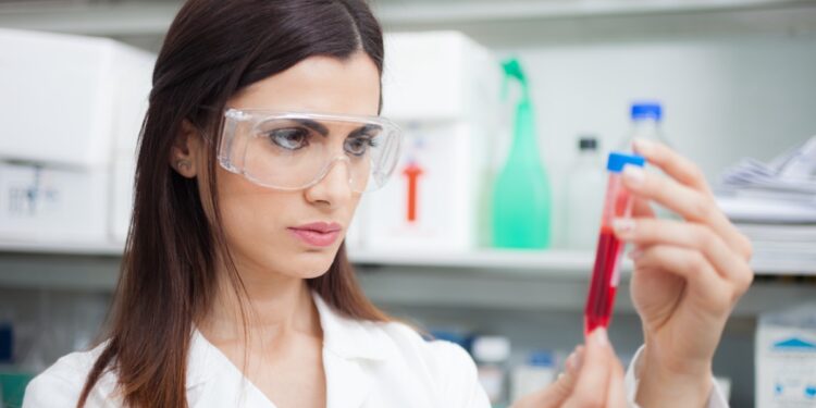 woman doctor scientist nurse laboratory blood sample