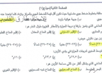 إجابات امتحان الجغرافيا توجيهي الأردن 2022