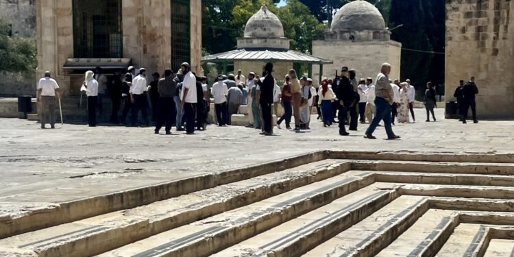 اقتحم عشرات المستوطنين الإسرائيليين، الخميس، المسجد الأقصى وأدوا صلوات وطقوسا تلمودية بمناسبة رأس السنة العبرية. وقالت دائرة الأوقاف الإسلامية في القدس في بيان، إن "183 متطرفا اقتحموا المسجد الأقصى خلال نحو ساعتين"، فيما قال شهود عيان للأناضول إن الاقتحامات مازالت مستمرة بحراسة الشرطة الإسرائيلية. ( Stringer - وكالة الأناضول )