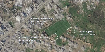 صور جوية تكشف ما فعلته إسرائيل برفات جنود بريطانيين في غزة