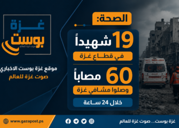 الصحة: 19 شهيدًا و60 مصابًا وصلوا مشافي غزة خلال 24 ساعة